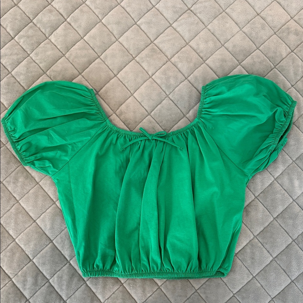 Girl’s Zara Cropped Puff Sleeve Top